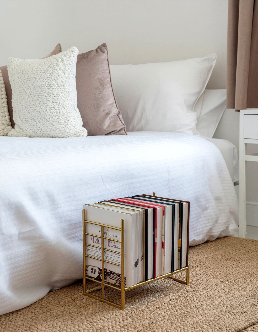 Brass magazine holder - 30 brass accent bedroom ideas