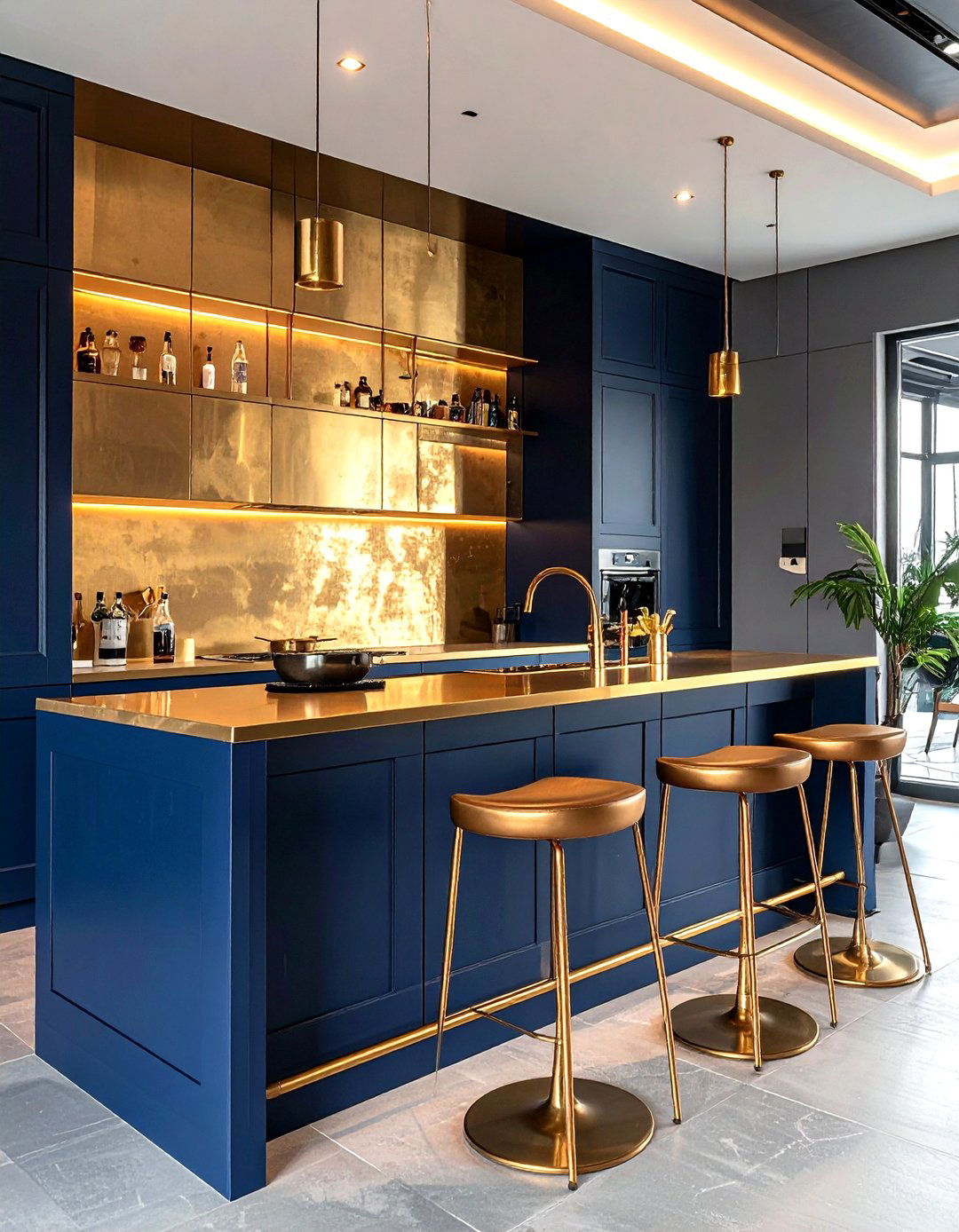 Brass metal wall sheet - 30 living room backsplash ideas