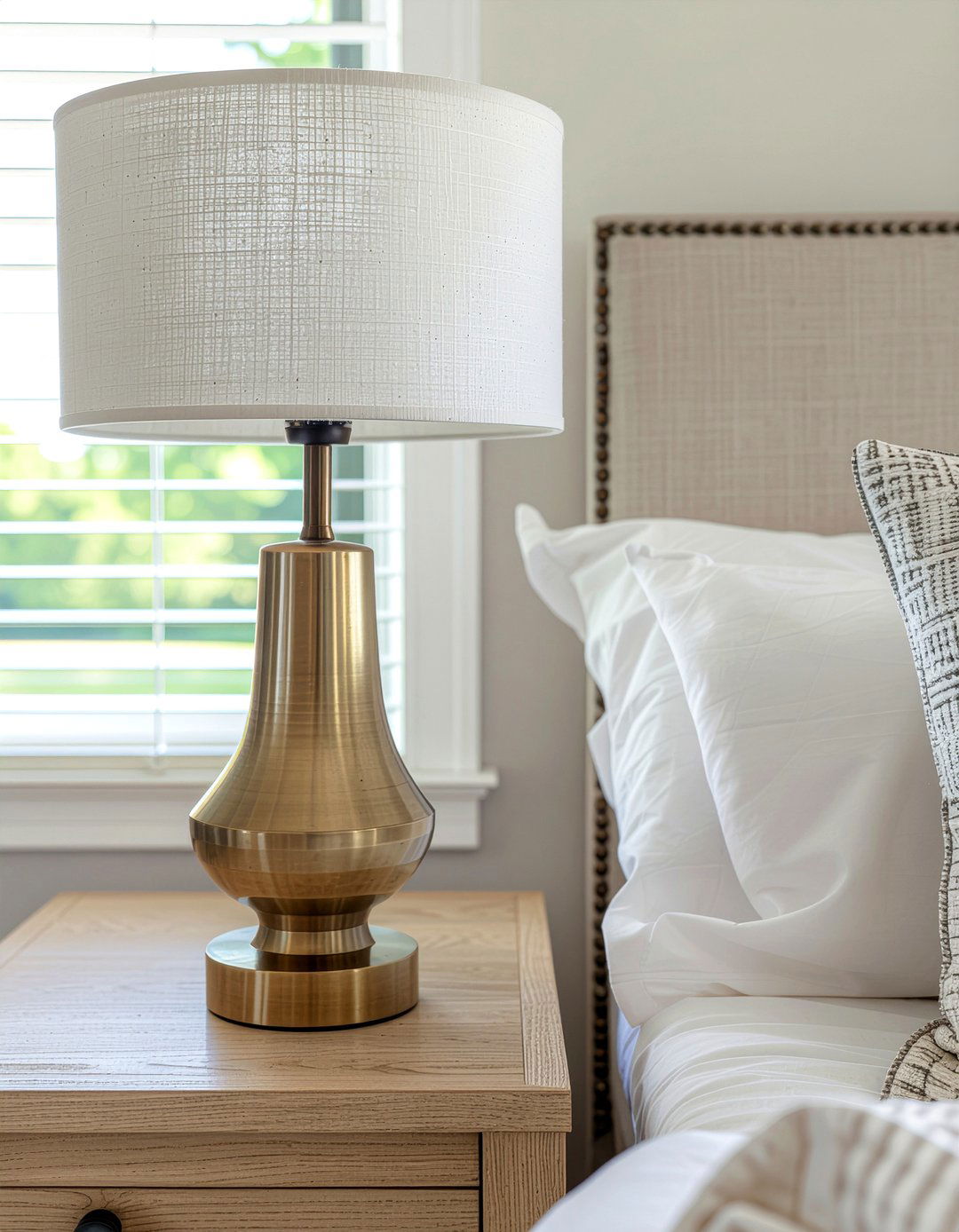 Brass nightstand lamp - 30 brass accent bedroom ideas