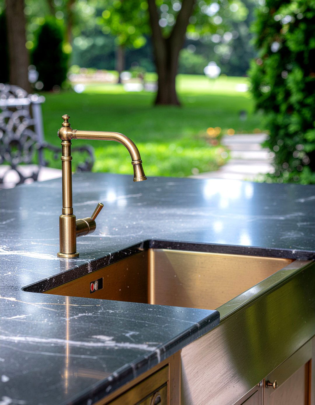 Brass outdoor sink - 30 outdoor kitchen sink ideas