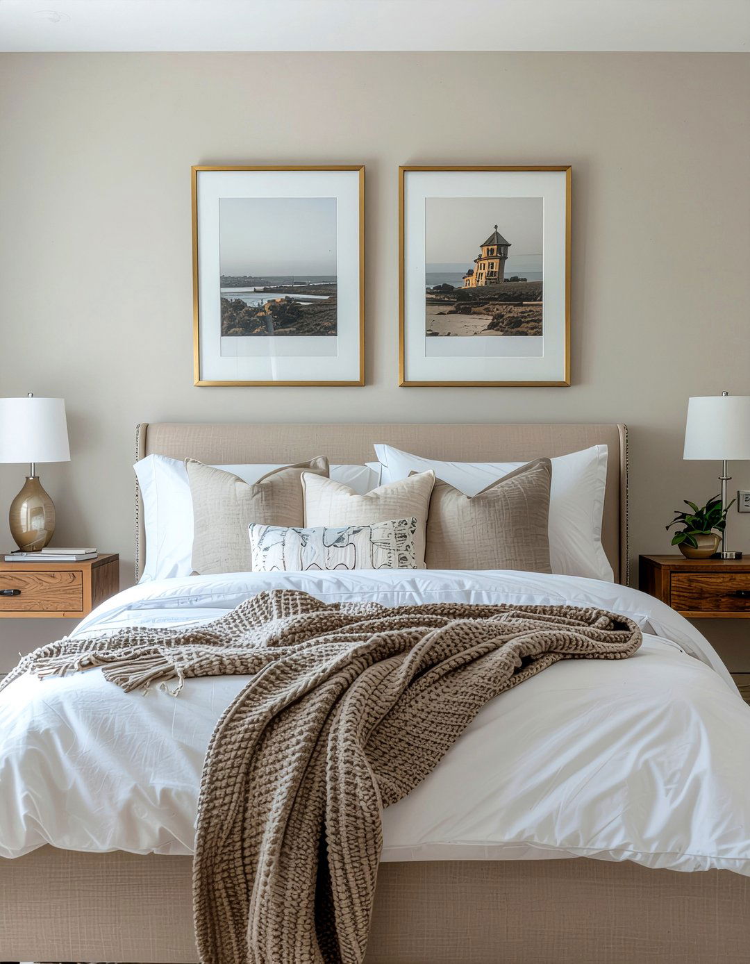 Brass picture frame - 30 glam bedroom ideas