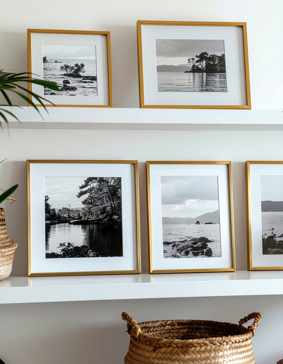 Brass picture frames - 30 feminine living room ideas