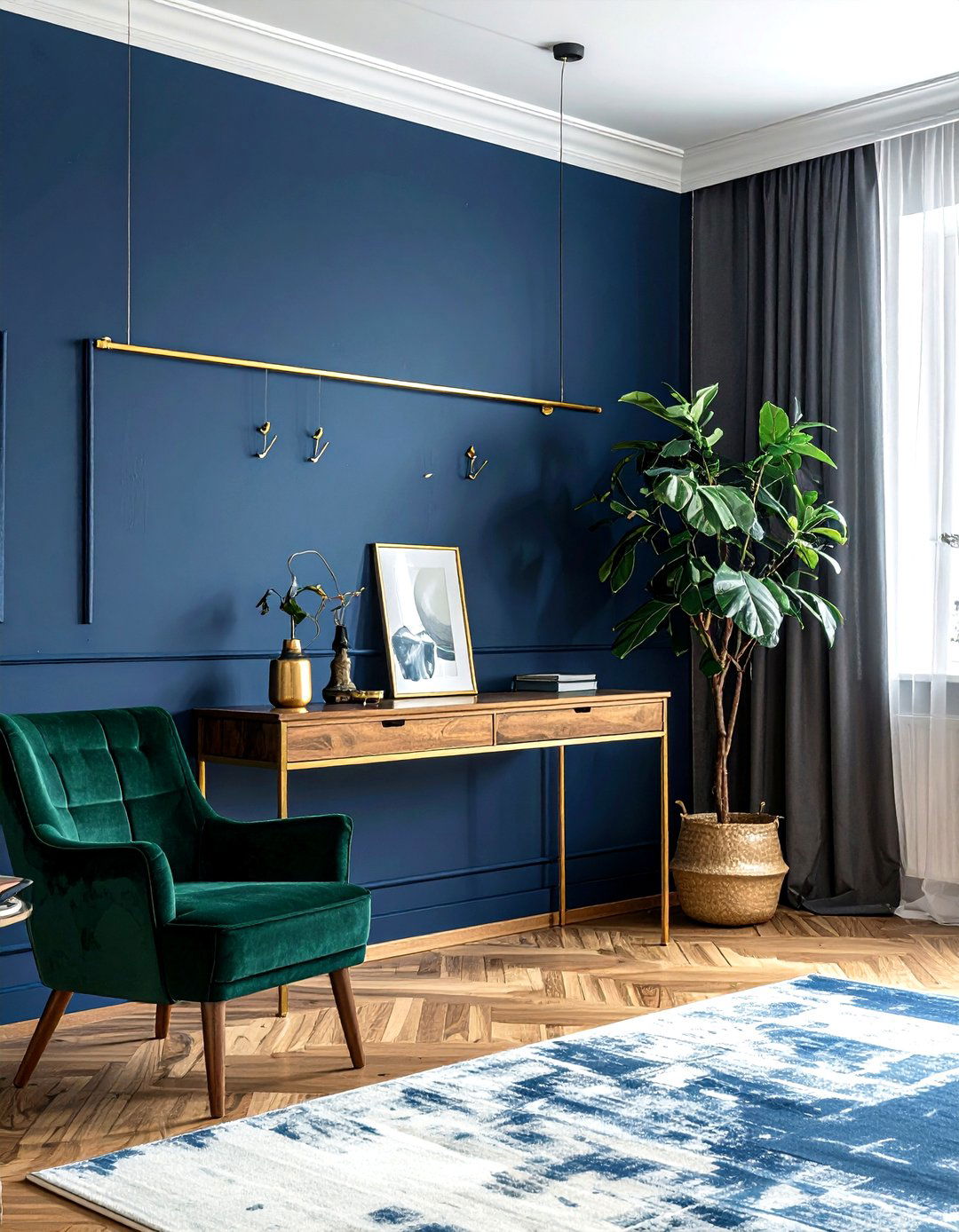 Brass picture rail - 30 living room picture rail ideas