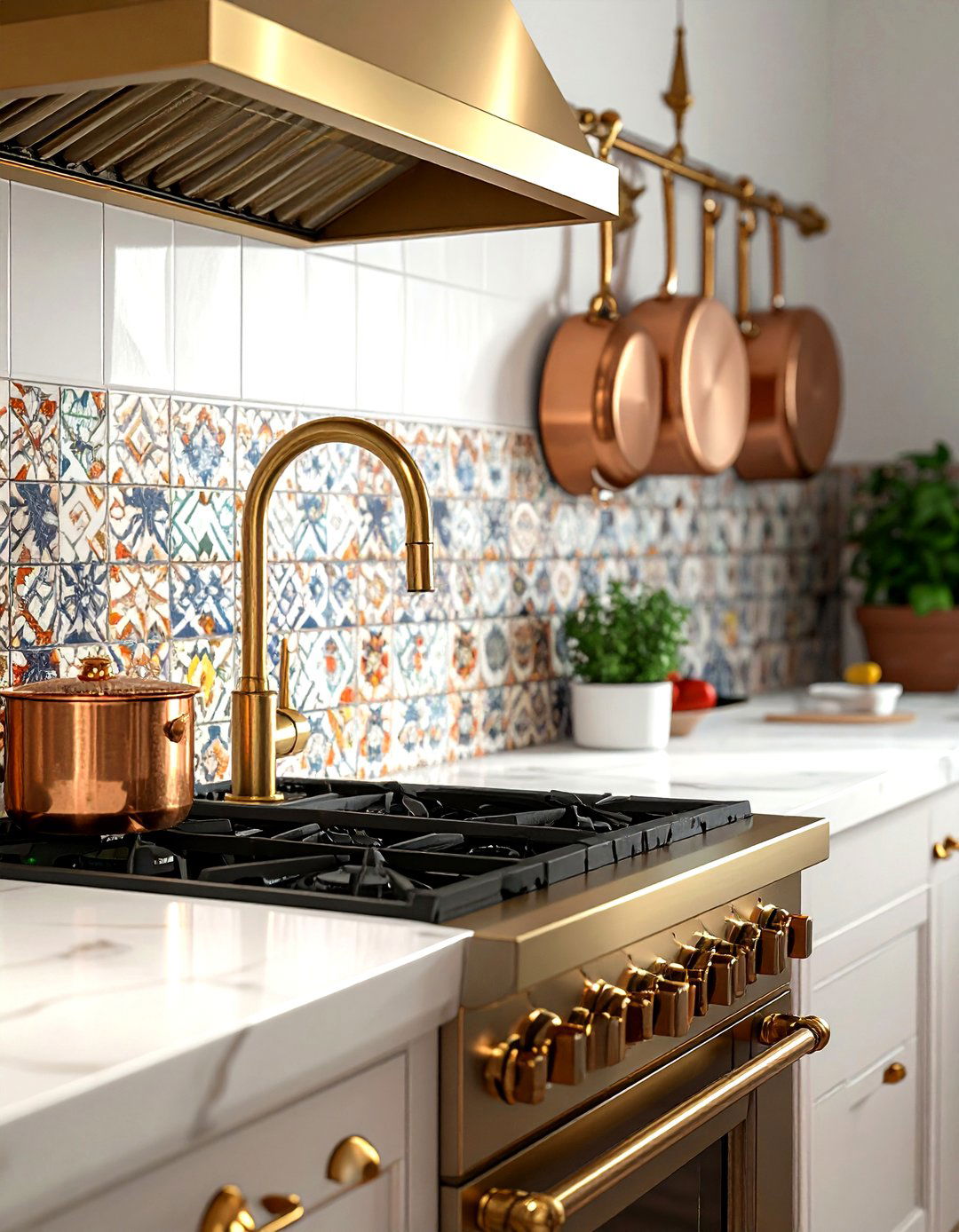 Brass pot filler - 30 maximalist kitchen ideas