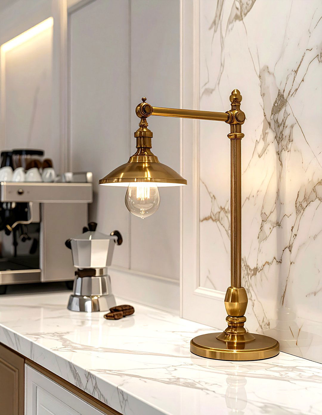Brass swing arm lamp - 30 kitchen accent lighting ideas
