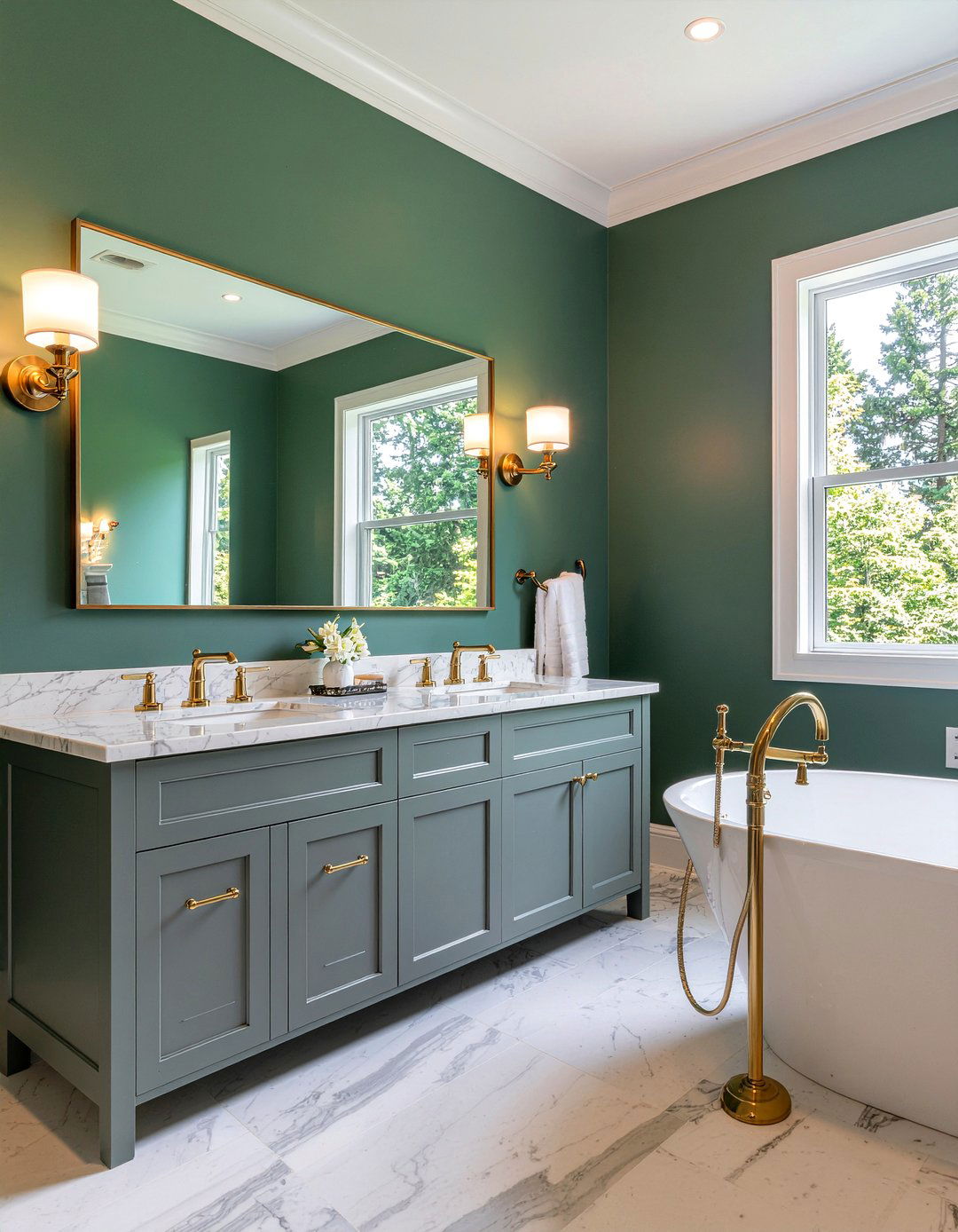 Brass swing arm lamp - 30 bathroom accent lighting ideas