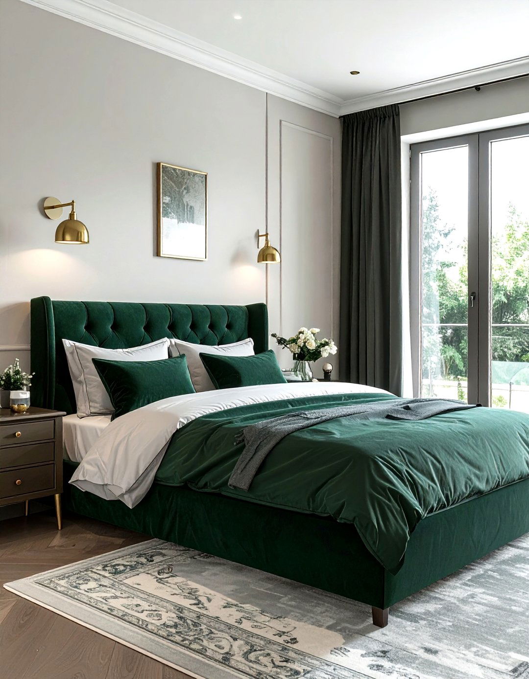 Brass swing arm wall lamps - 30 bedroom ambient lighting ideas