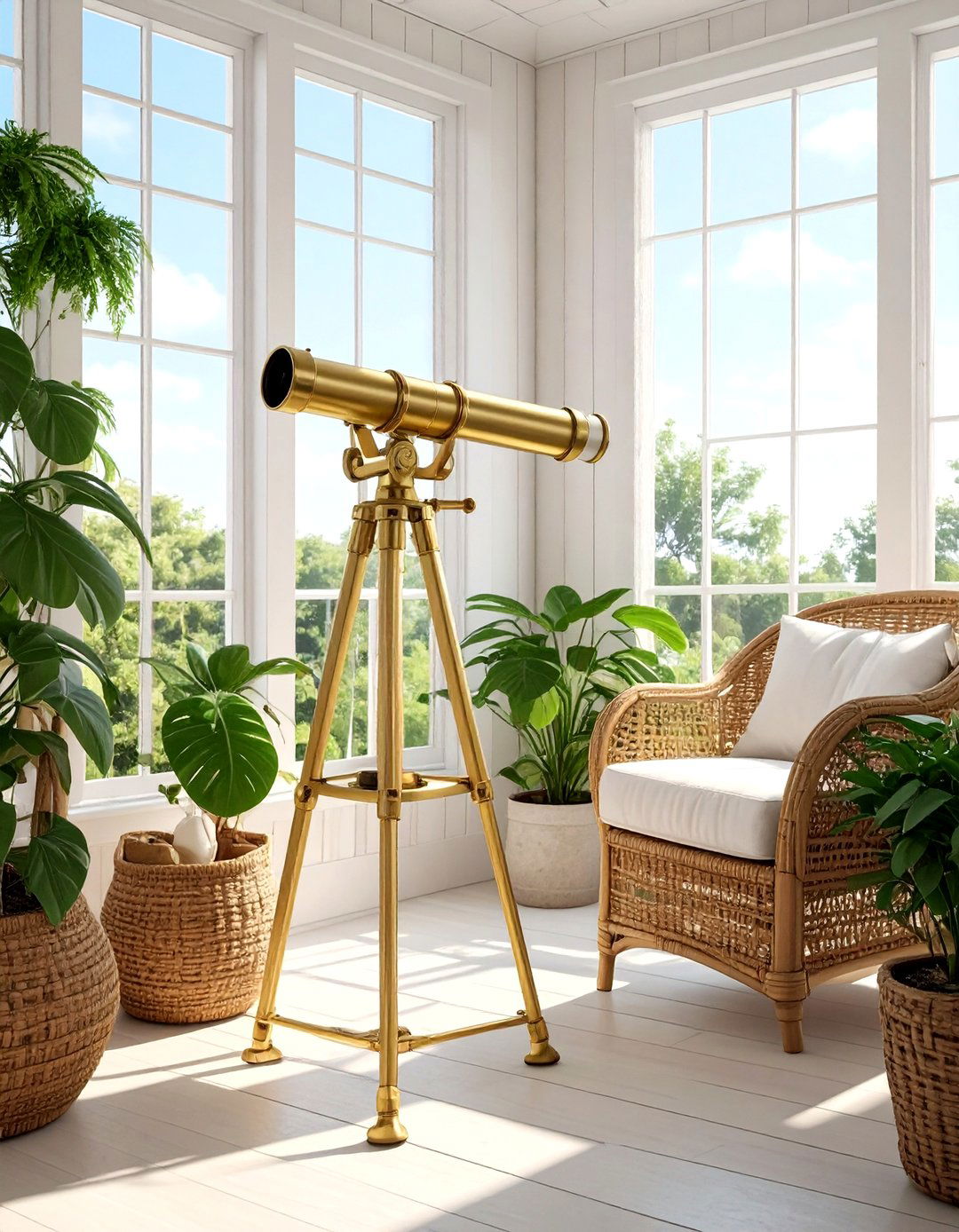 Brass telescope stand - 30 vintage travel decor ideas