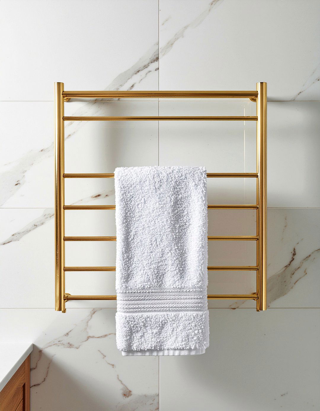 Brass towel warmer - 30 hotel bathroom ideas