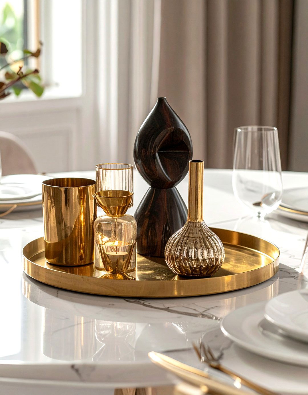Brass tray - 30 tray centerpiece dining ideas