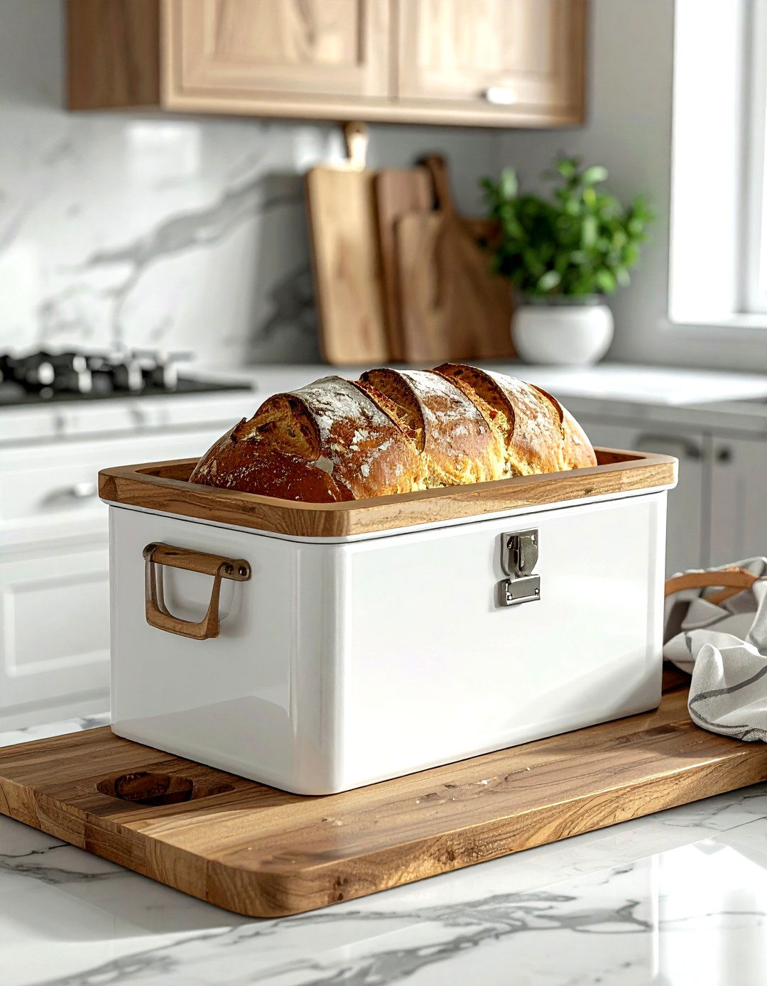 Bread box with cutting board - 30 kitchen storage tips