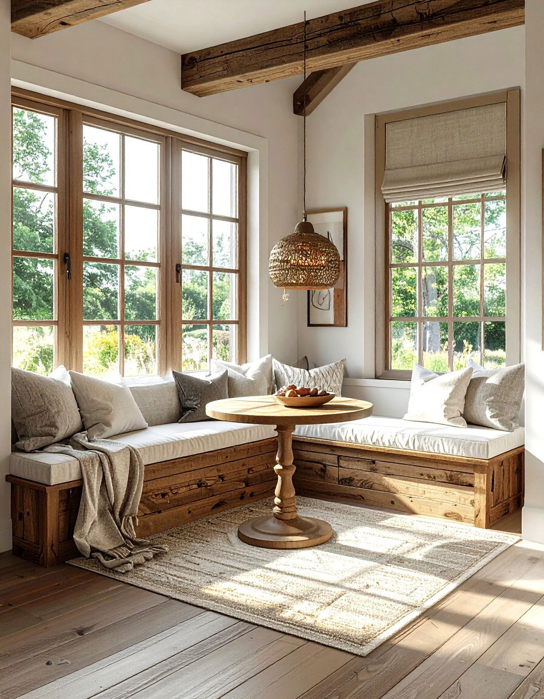 Breakfast Nook With Wood Bench - 30 rustic modern kitchen ideas