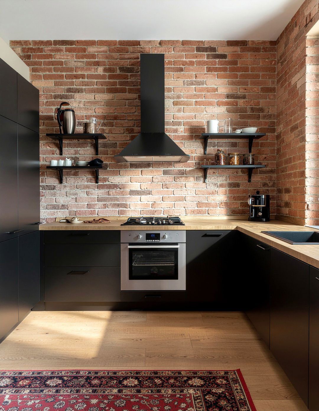 Brick And Modern Cabinets - 30 kitchen finish mixing ideas