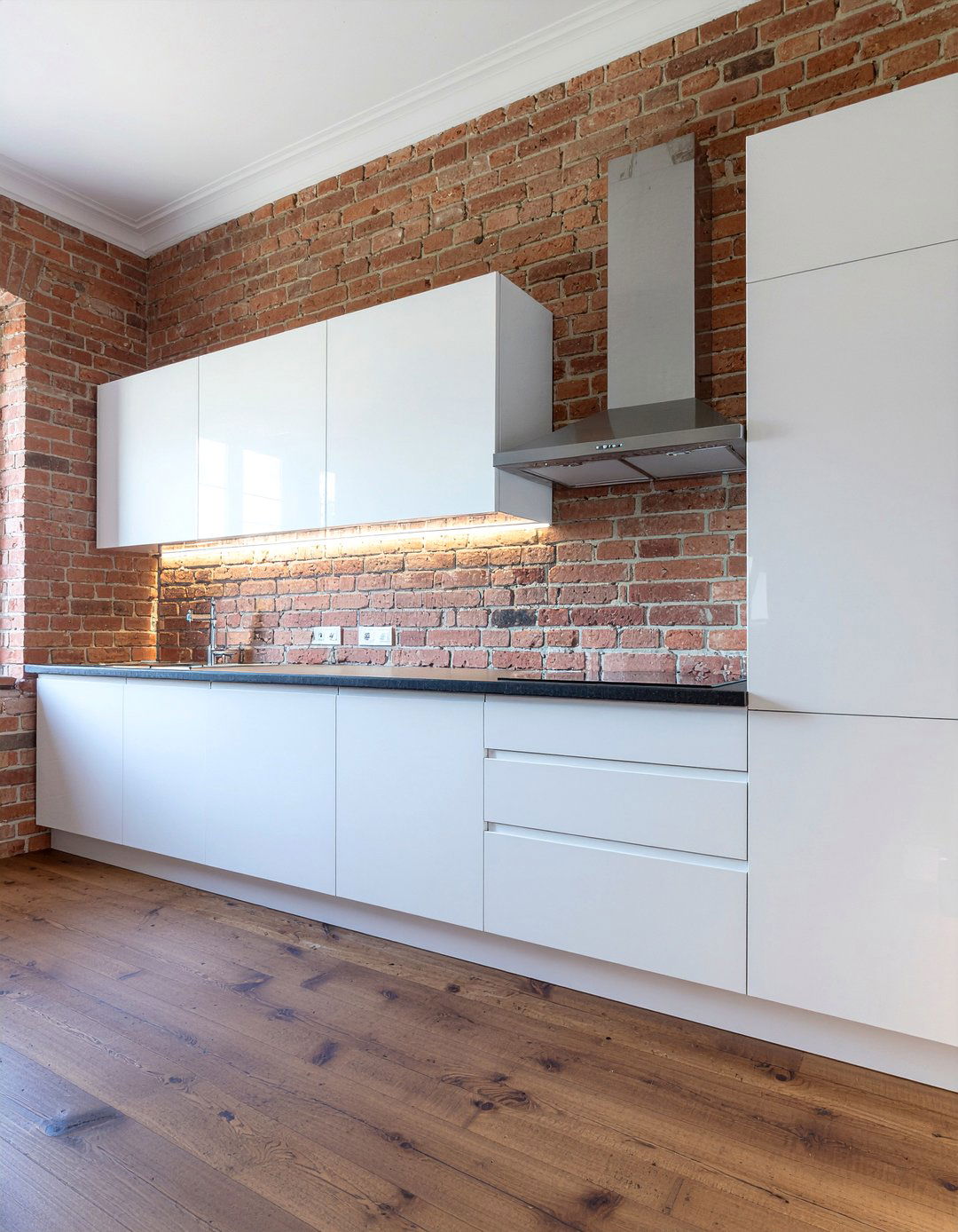 Brick And Modern Kitchen Cabinets - 30 kitchen material mixing ideas