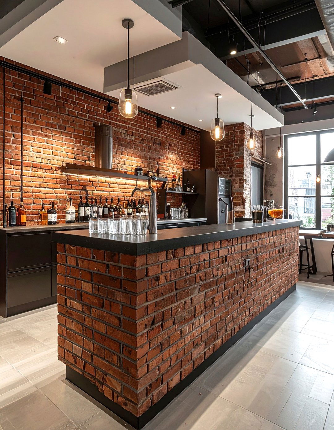 Brick Beverage Station - 30 brick kitchen ideas