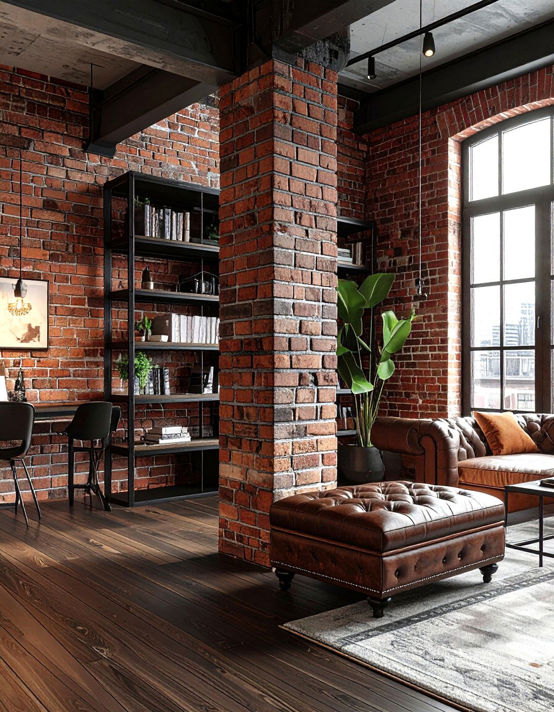 Brick Column - 30 living room pillar ideas