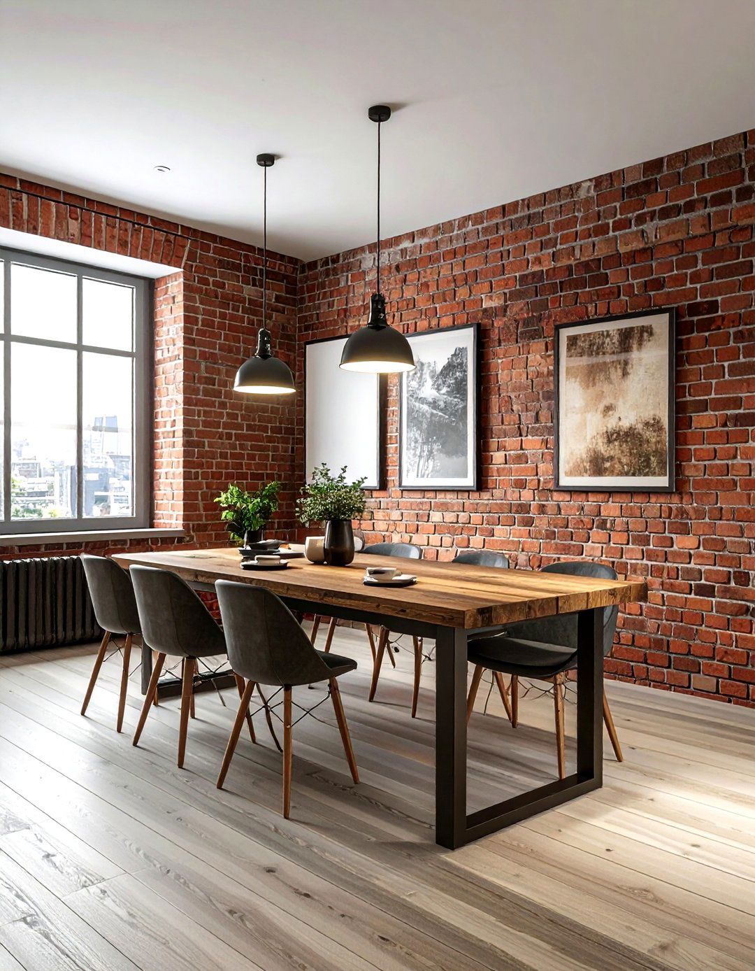 Brick Dining Wall - 30 natural dining room ideas