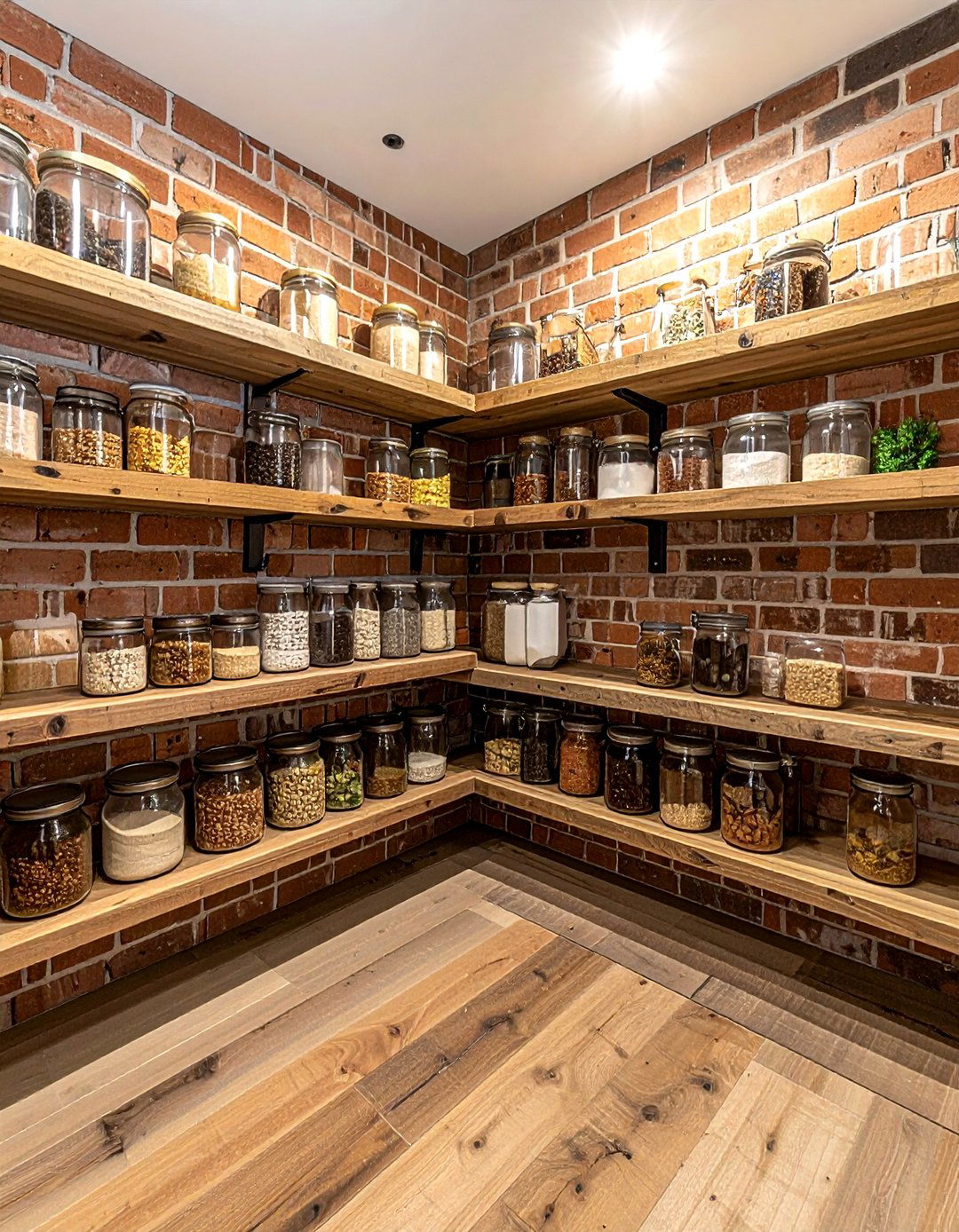 Brick Pantry Wall - 30 brick kitchen ideas