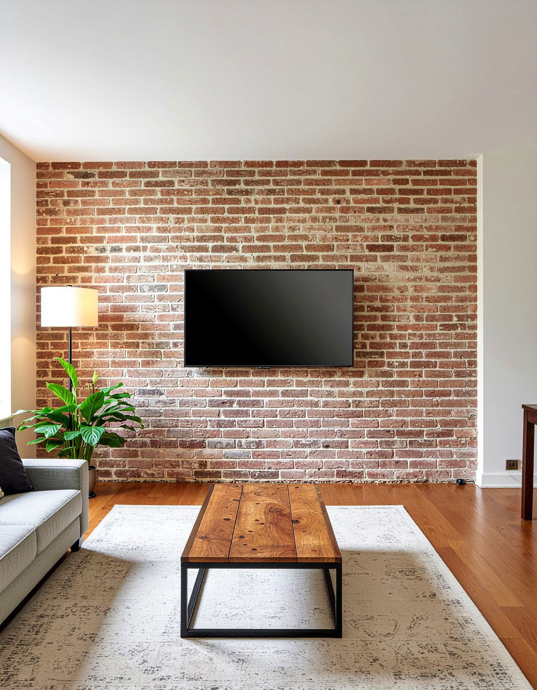 Brick TV Wall - 30 living room tv niche ideas