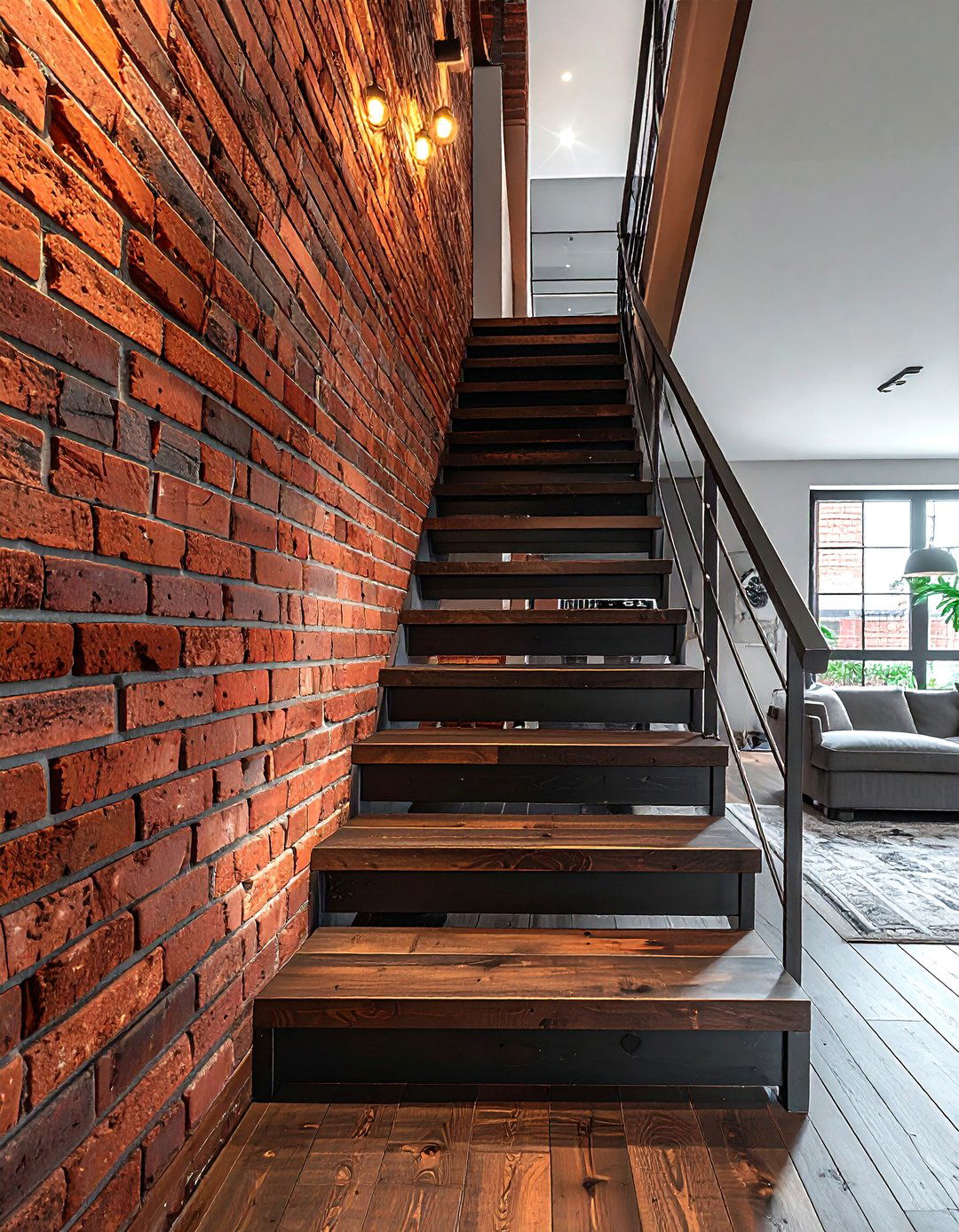 Brick Veneer - 30 staircase wall ideas