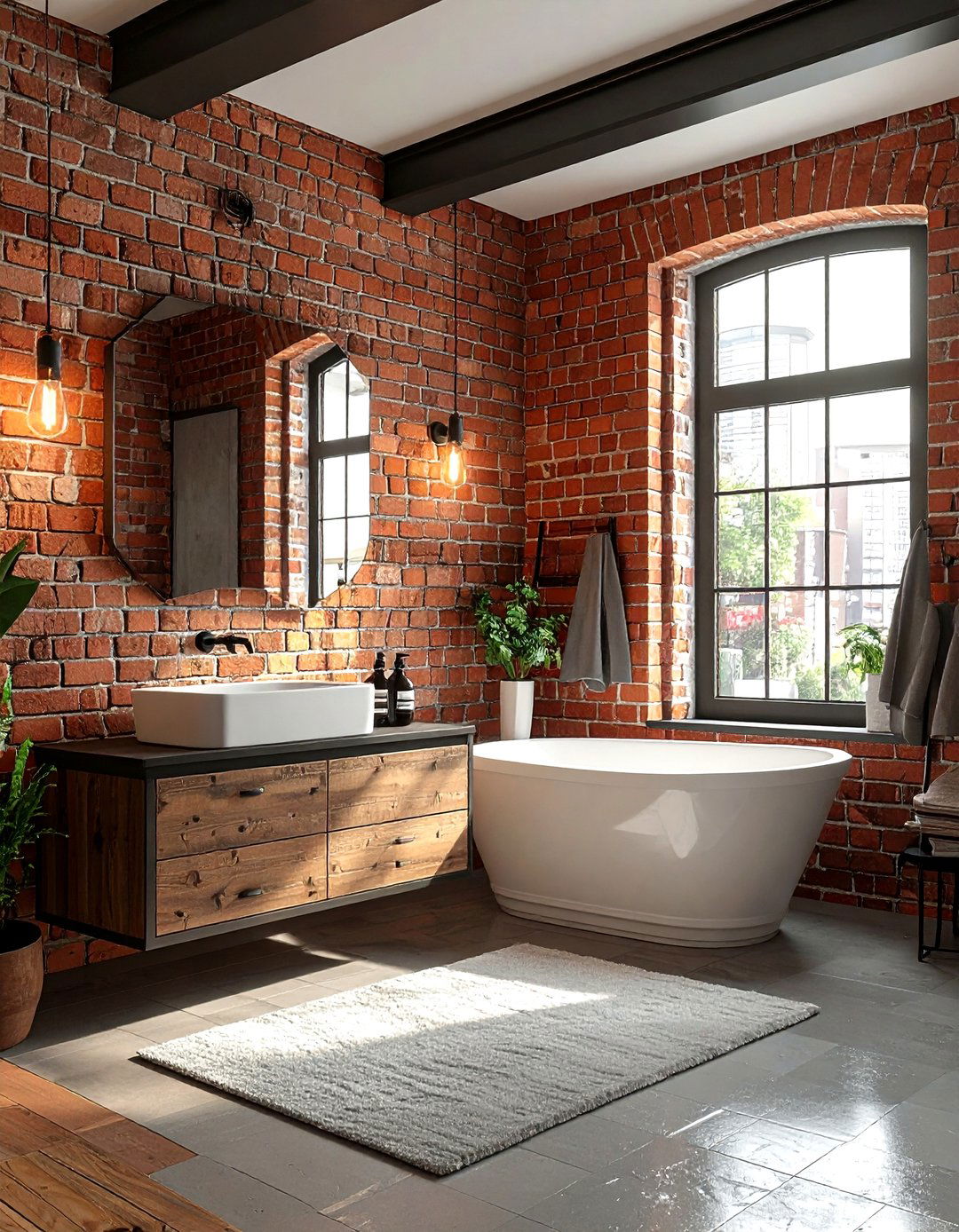 Brick Wall Bathroom - 30 bathroom warm settings