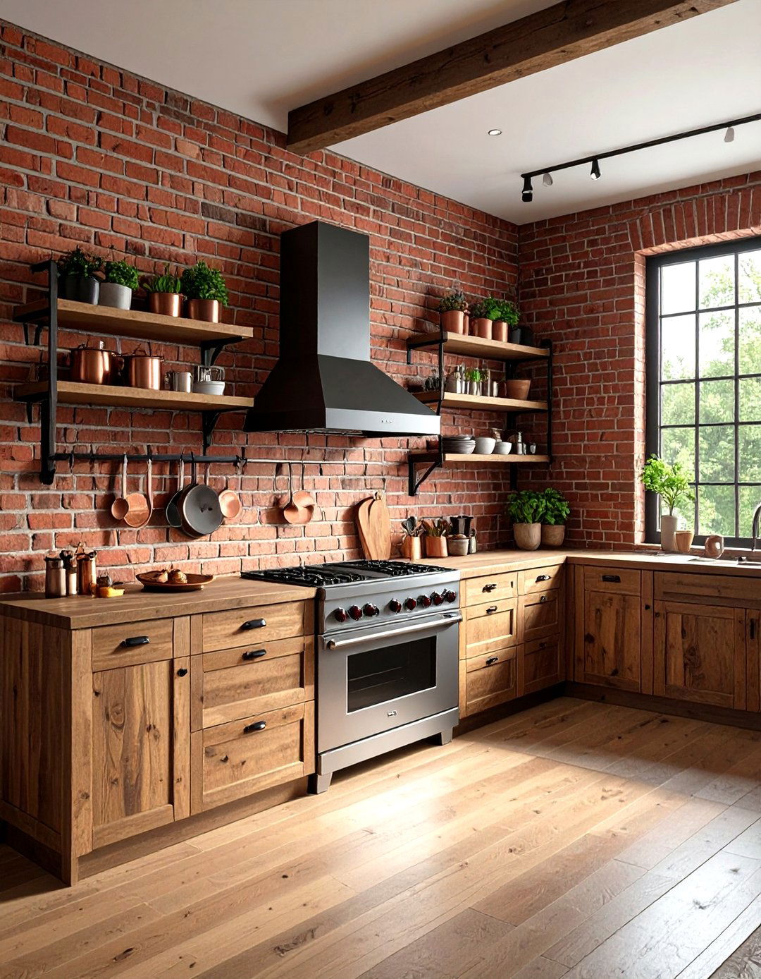 Brick backsplash wall - 30 French cottage kitchen ideas