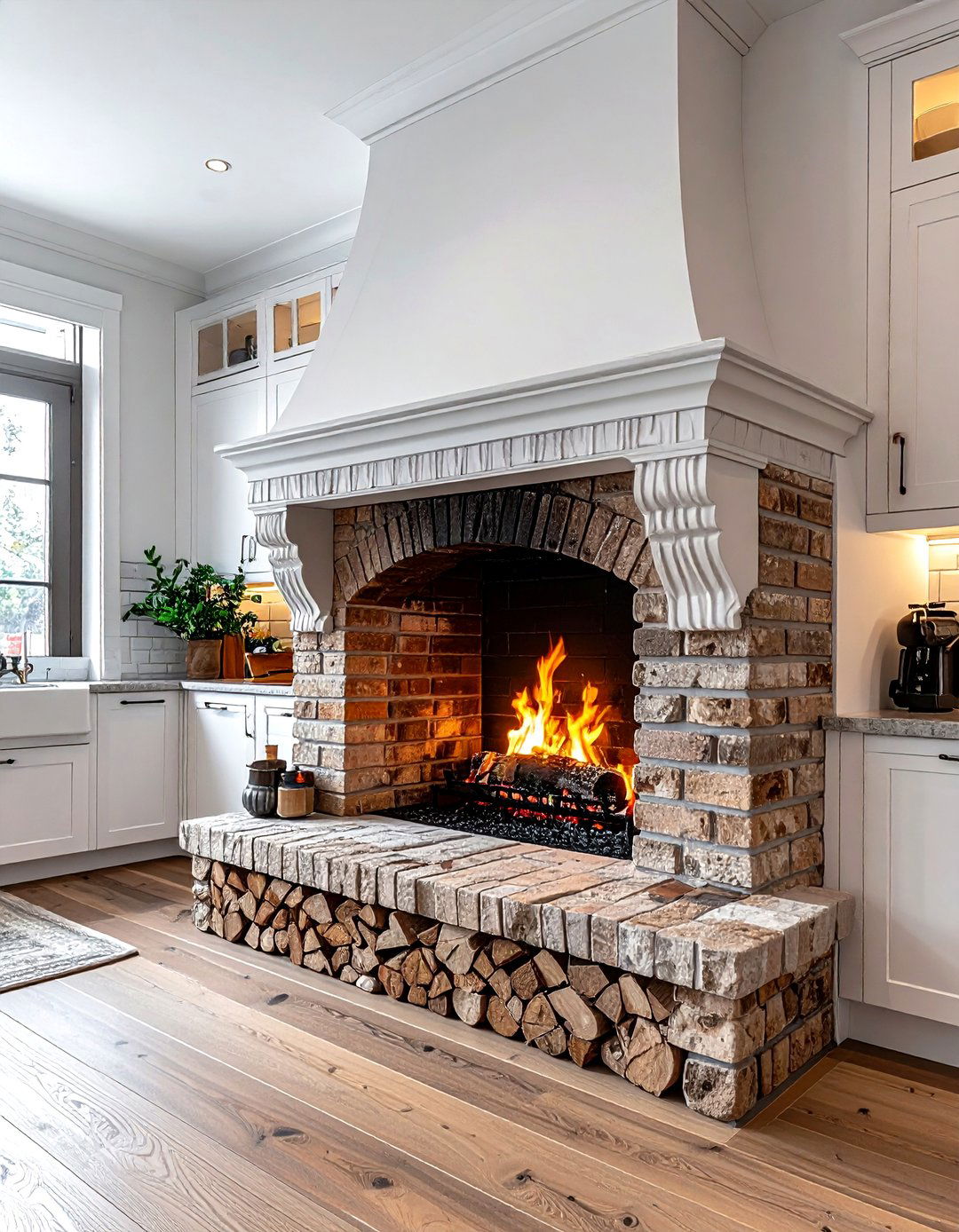 Brick fireplace in kitchen - 30 exposed brick kitchen ideas