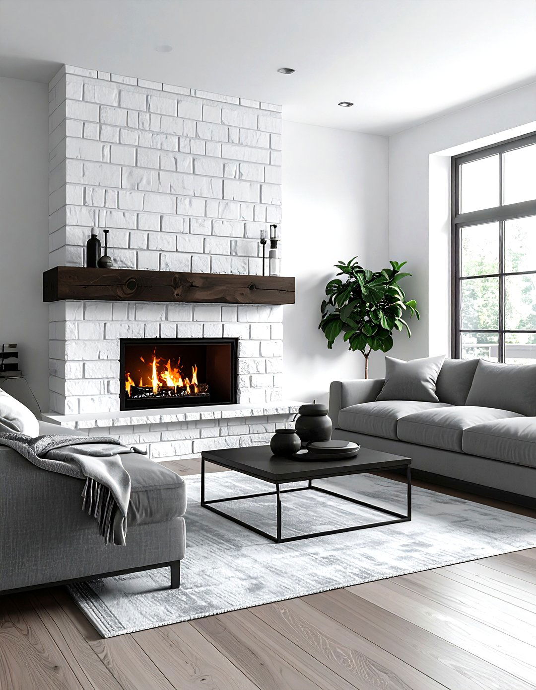 Brick fireplace makeover - 30 living room wood burning fireplace ideas