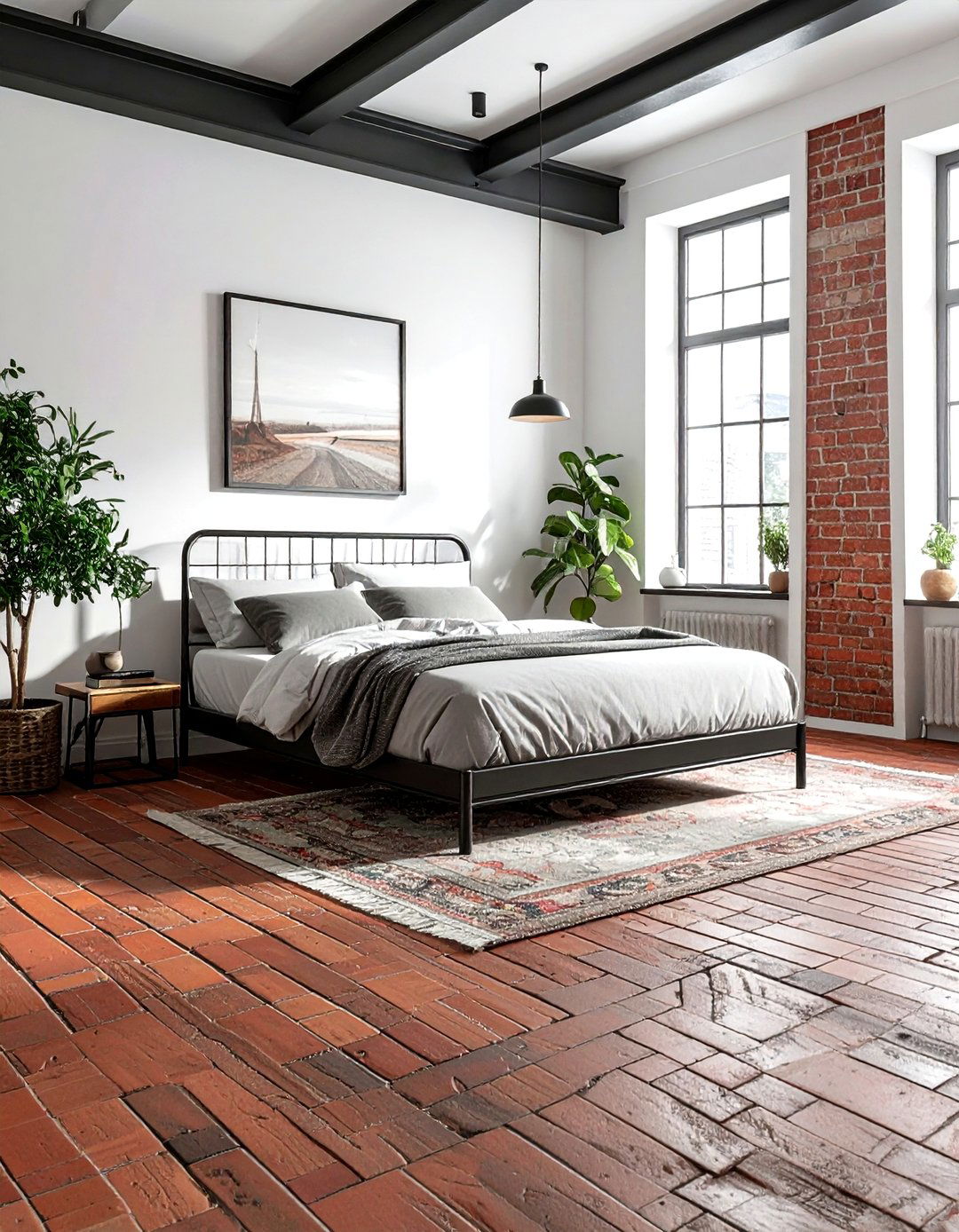 Brick floor pattern - 30 bedroom floor design ideas
