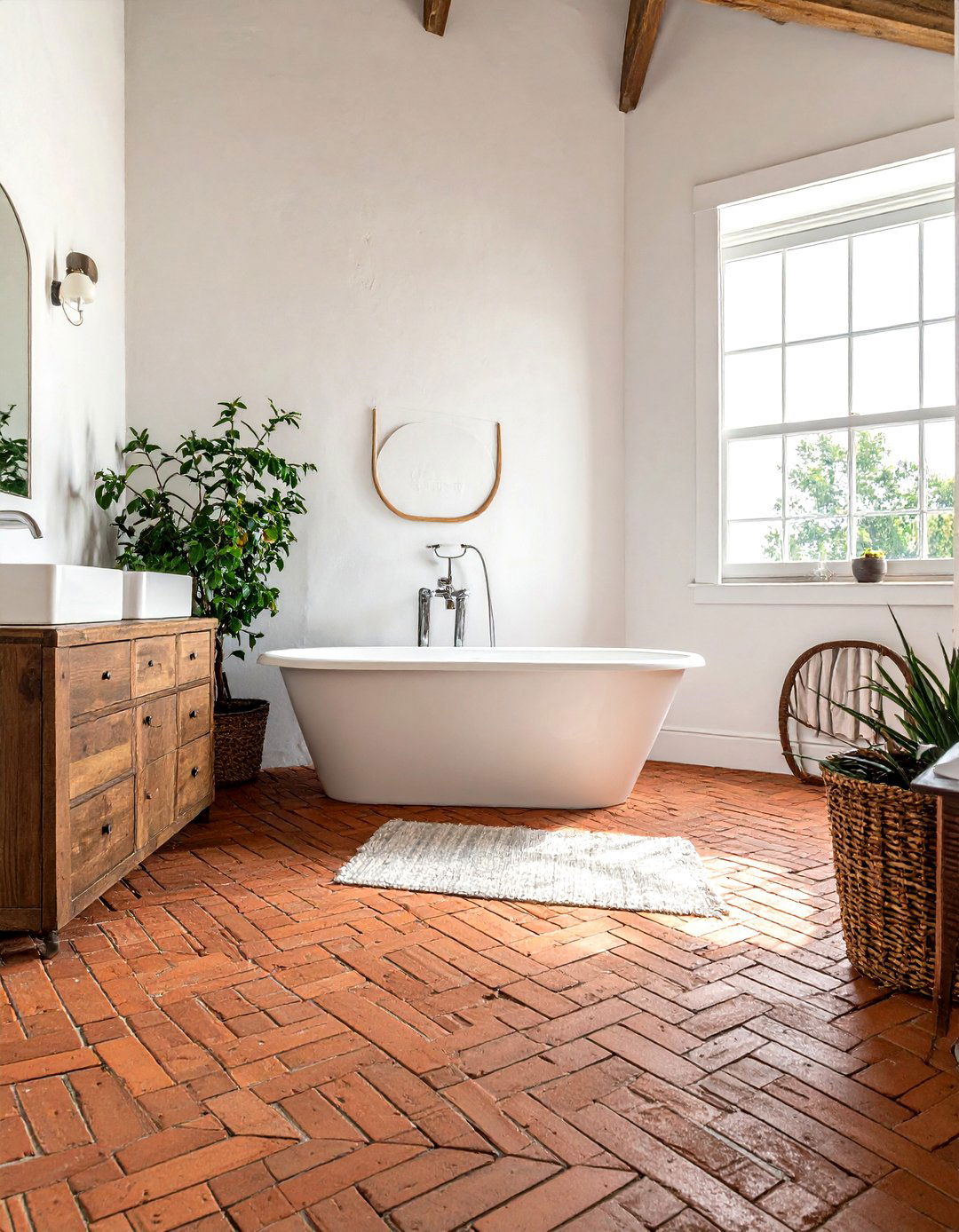 Brick floor - 30 brick bathroom ideas