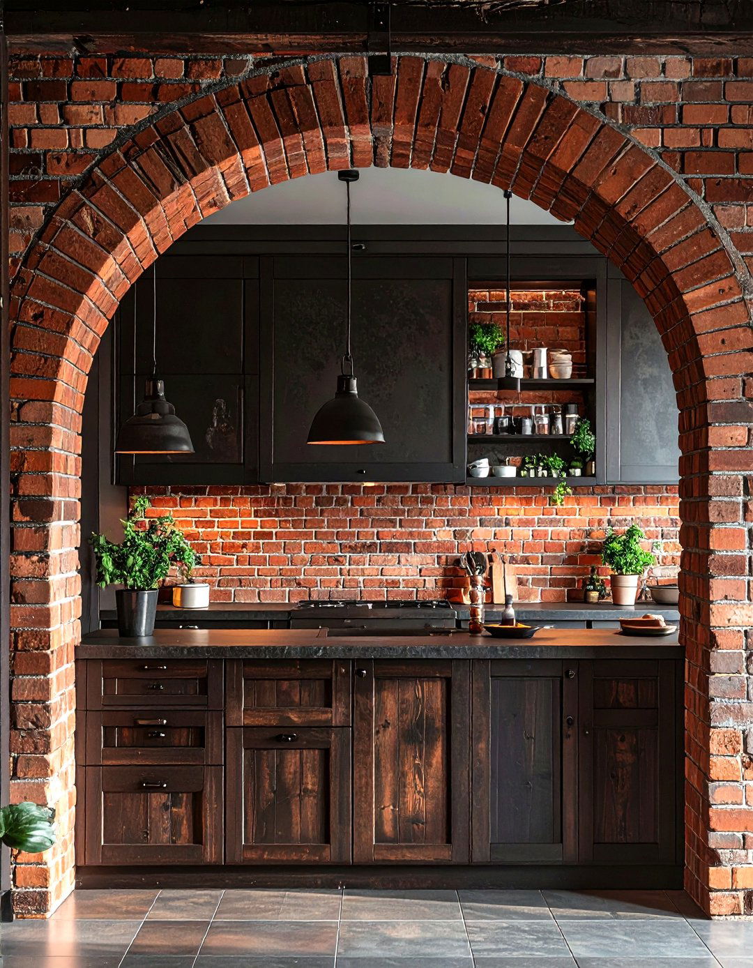 Brick kitchen arch - 30 kitchen arch ideas