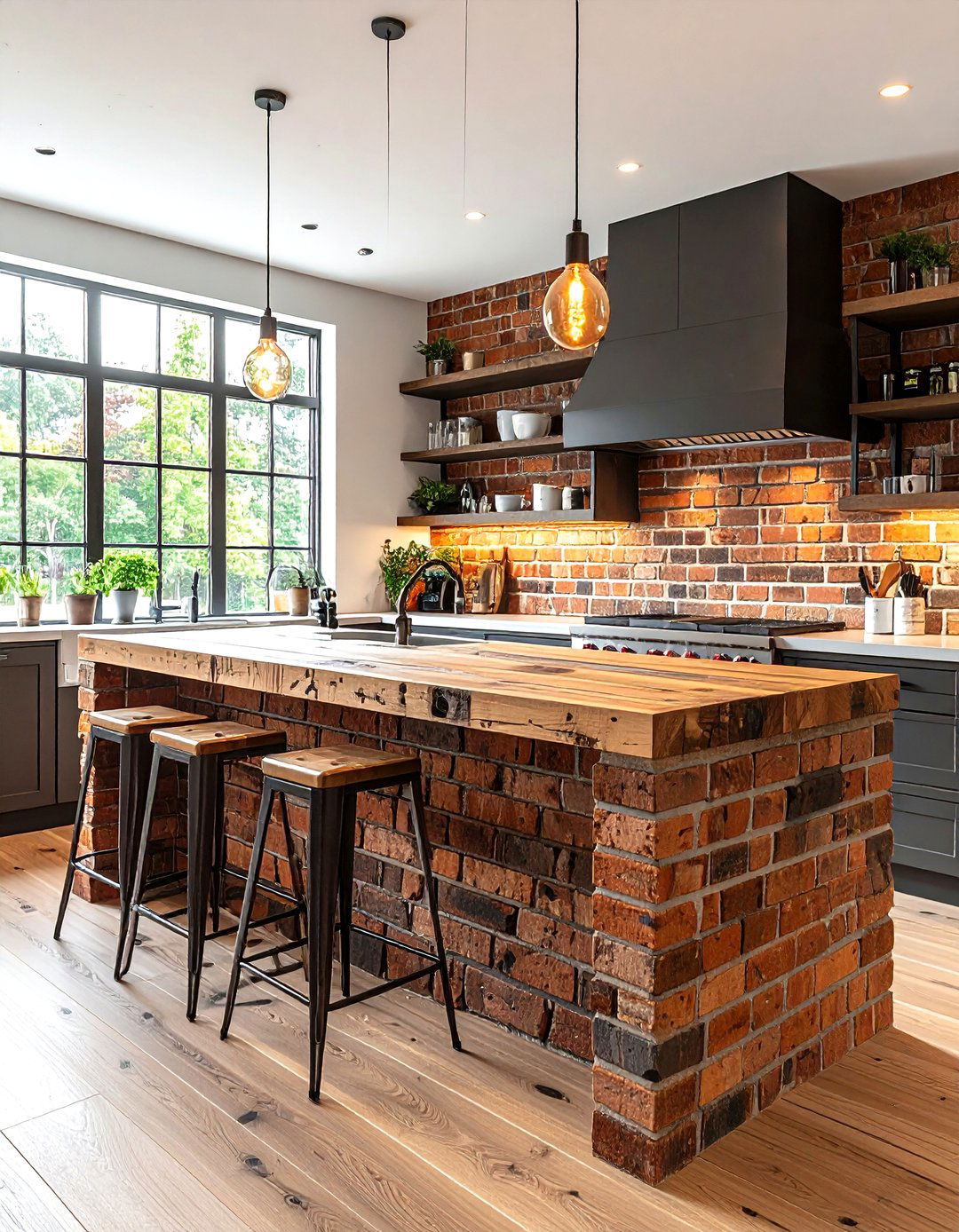 Brick kitchen island wrap - 30 brick accent ideas