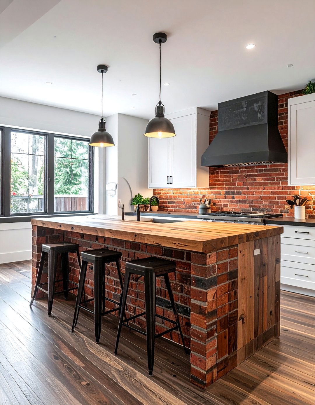 Brick kitchen island - 30 exposed brick kitchen ideas