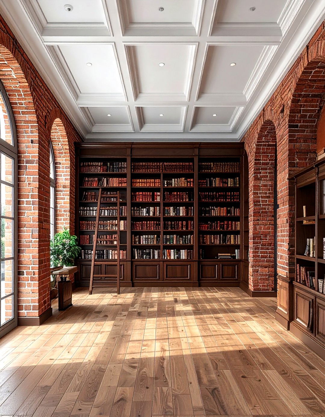 Brick library wall - 30 brick accent ideas