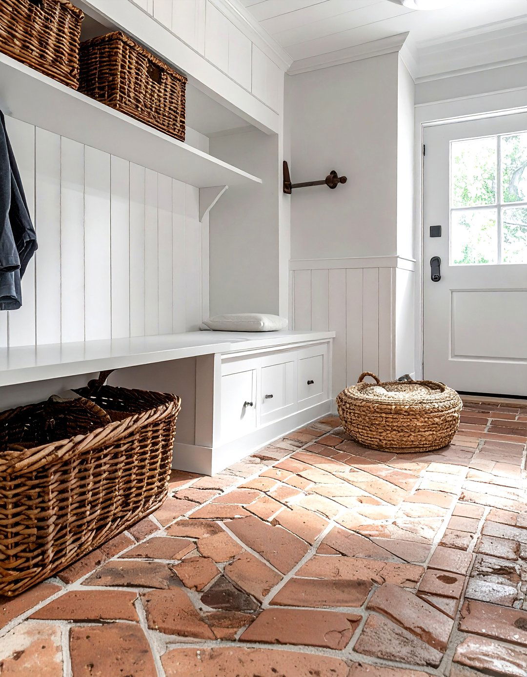 Brick mudroom floor