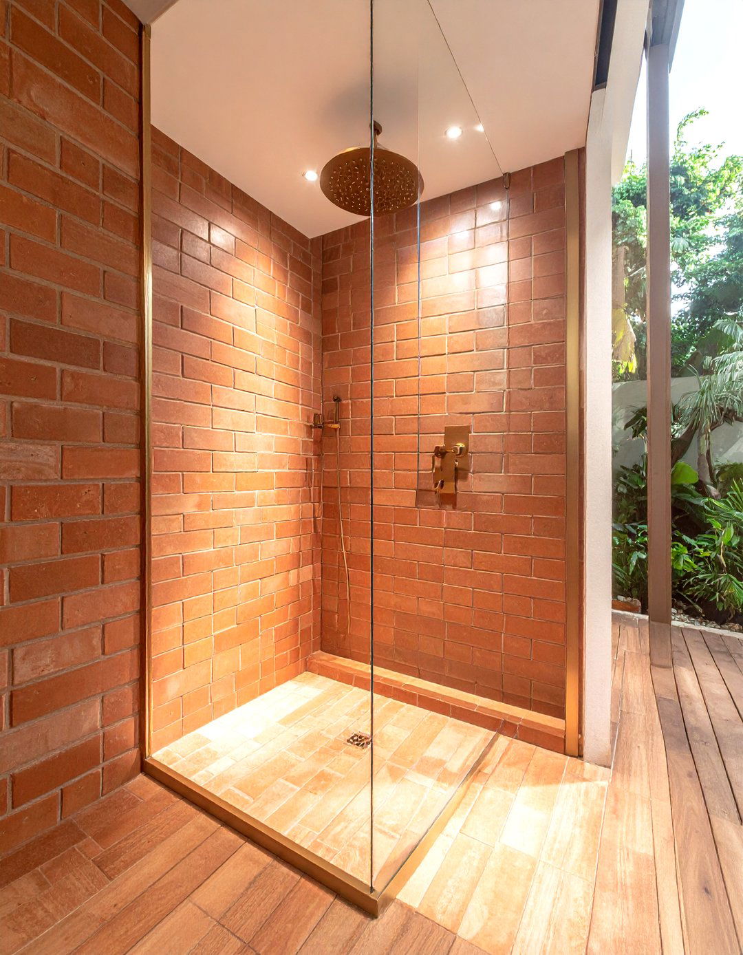 Brick shower - 30 brick bathroom ideas