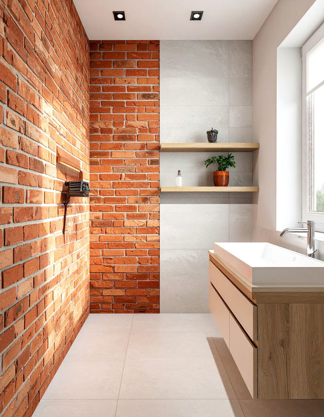 Brick veneer - 30 brick bathroom ideas