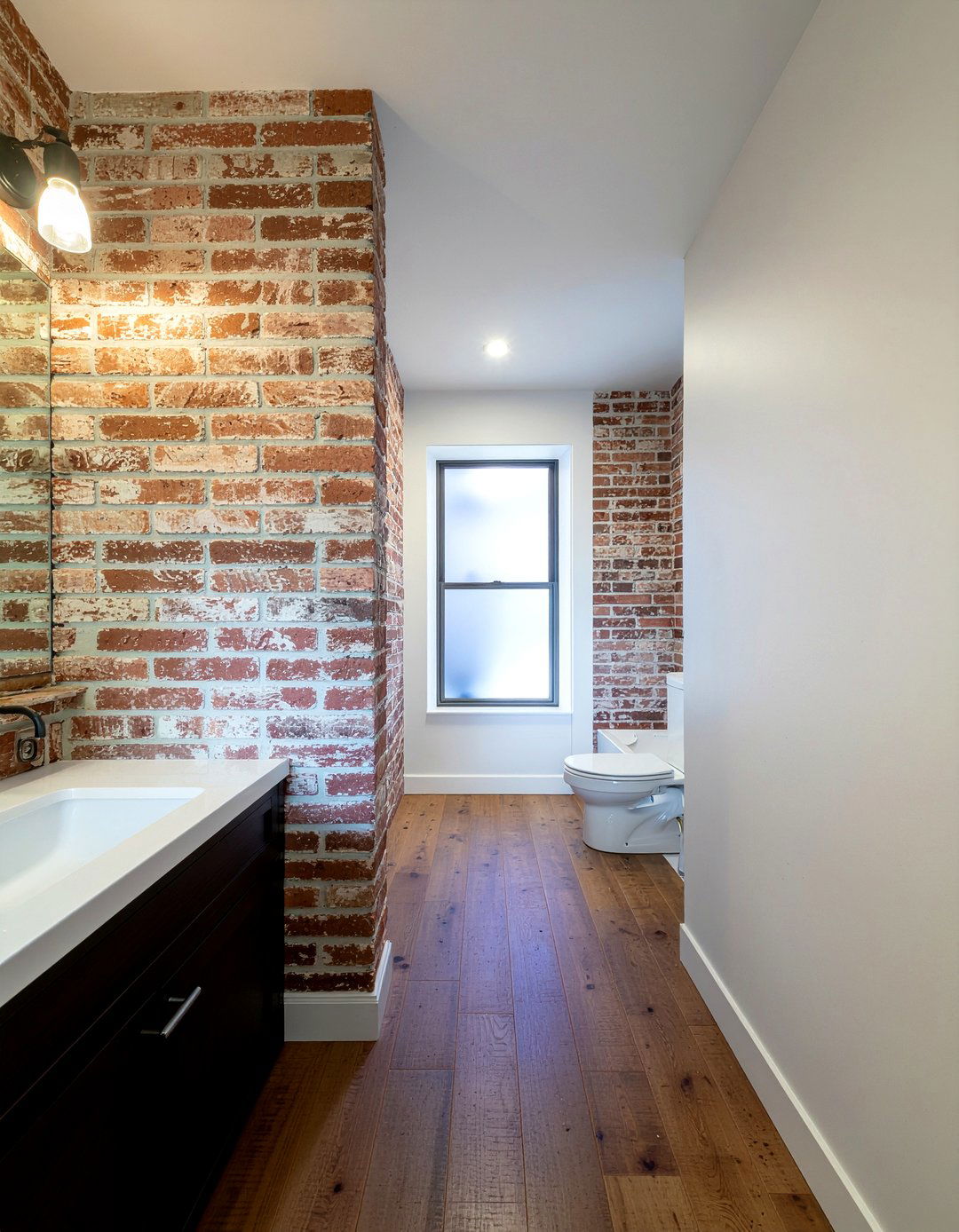 Brick veneer half wall - 30 bathroom half wall ideas