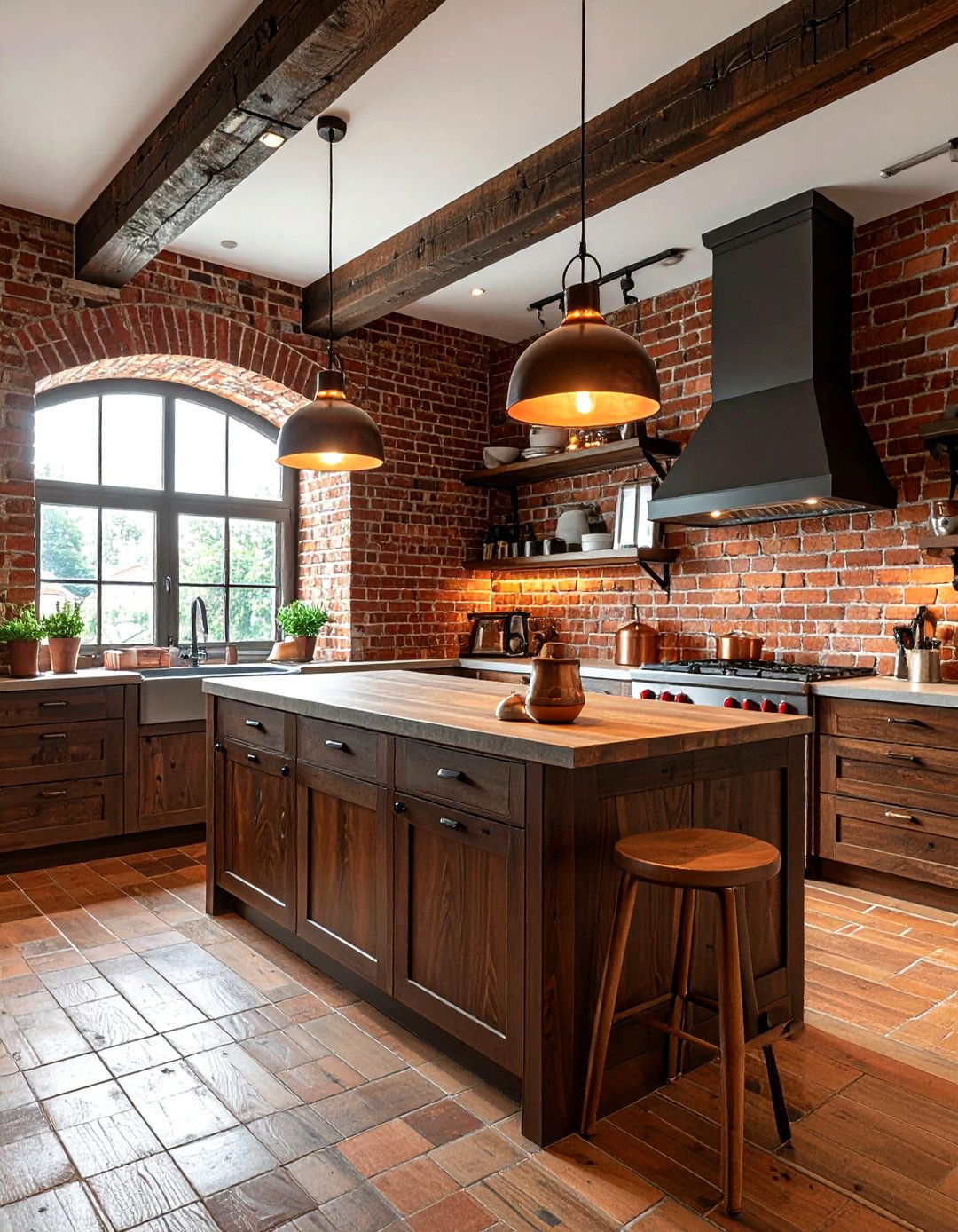 Brick wall kitchen - 30 rustic kitchen ideas