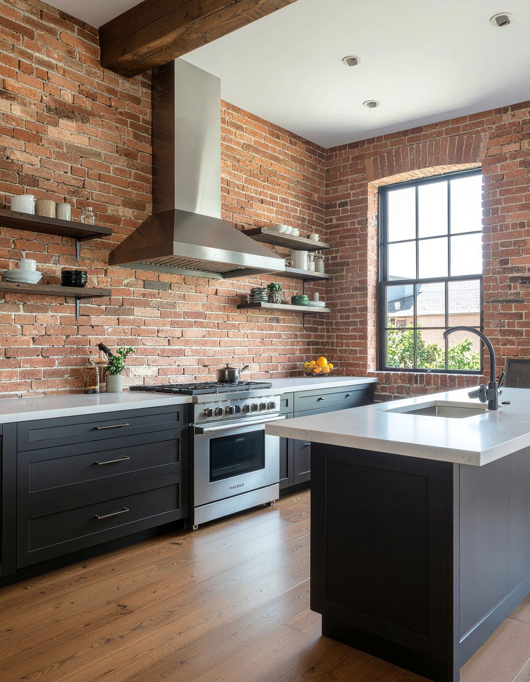 Brick wall kitchen - 30 ski house kitchen ideas