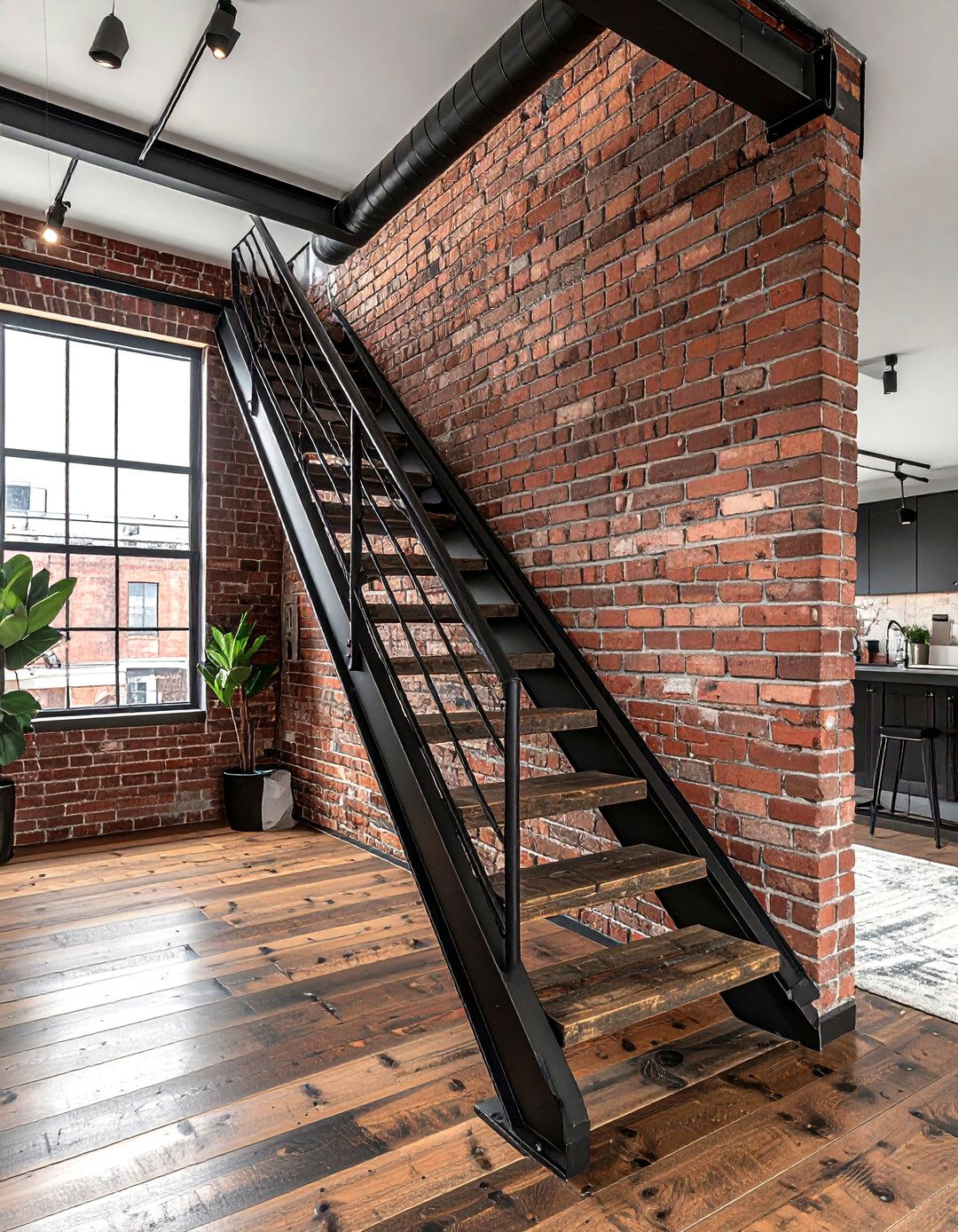 Brick wall staircase - 30 stairway decor ideas