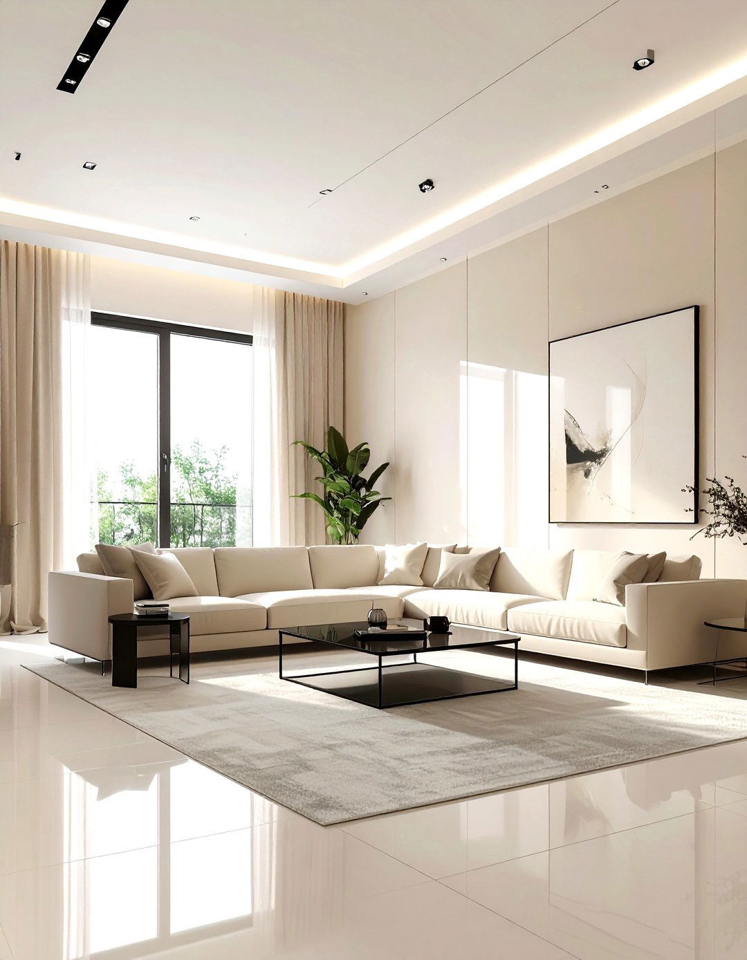Bright Beige Living Room - 30 minimalist beige living room ideas
