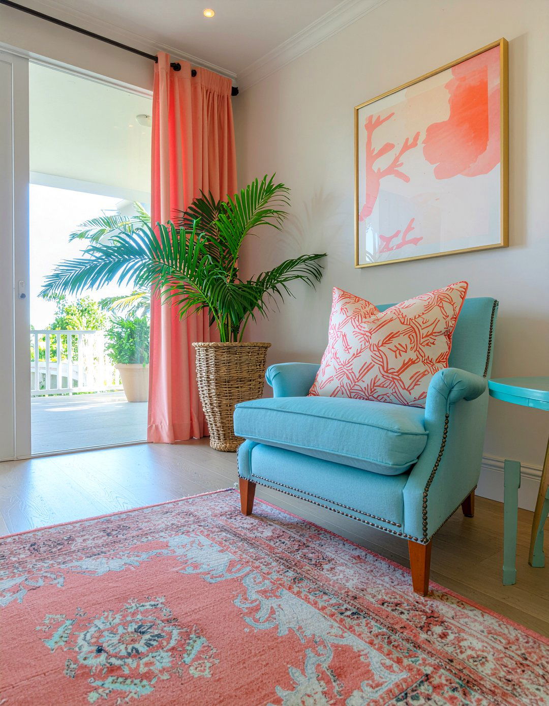 Bright Coral Decor - 30 tropical living room ideas