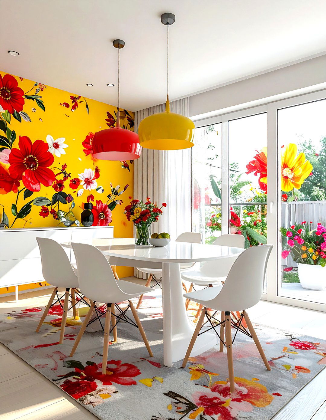 Bright Floral Dining Room - 30 floral dining room ideas