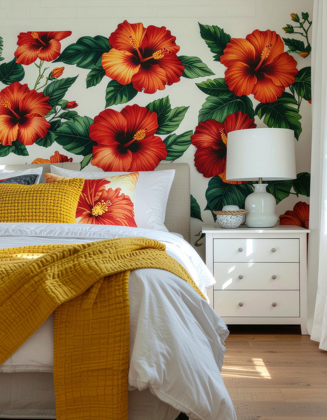 Bright Hibiscus Flower - 30 bedroom tropical wallpapers
