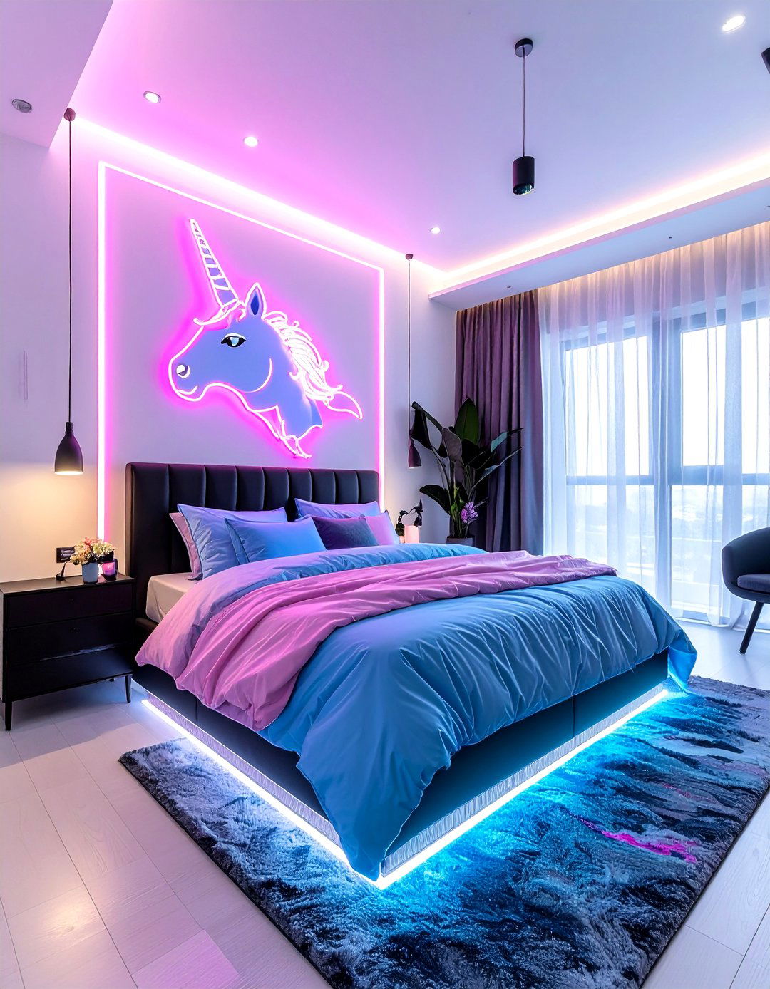 Bright Neon Unicorn - 30 unicorn bedroom ideas