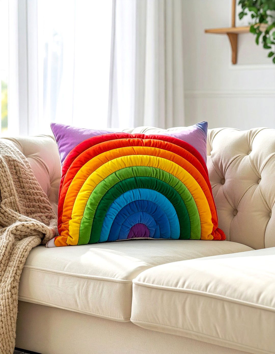 Bright Rainbow Throw Pillow - 30 rainbow decor ideas