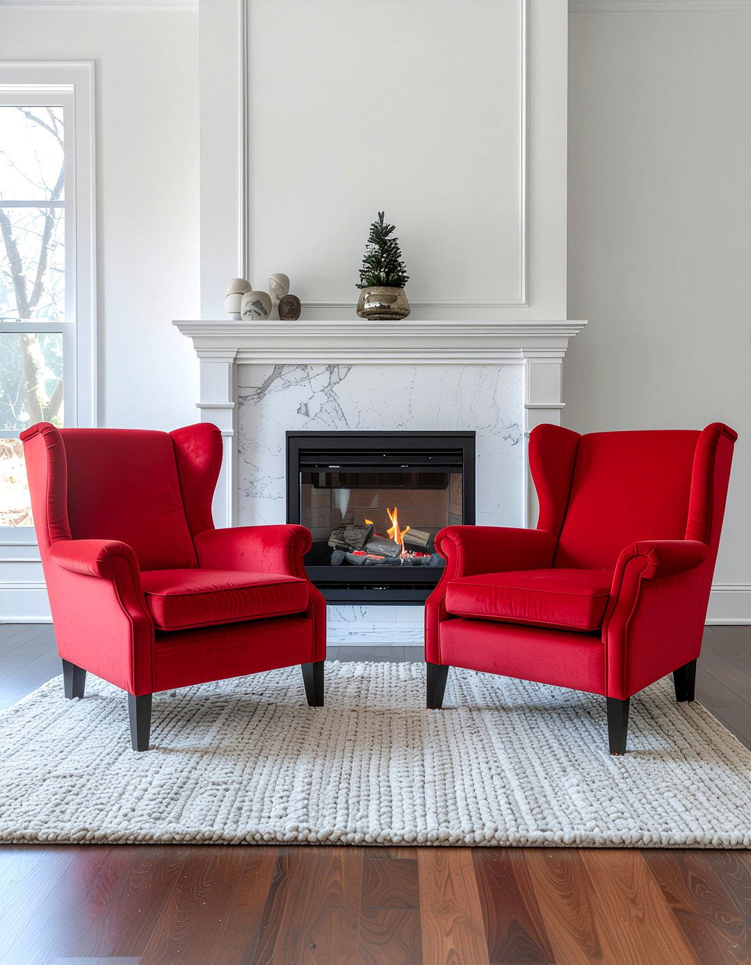 Bright Red Accent Chairs - 30 bold color living room ideas