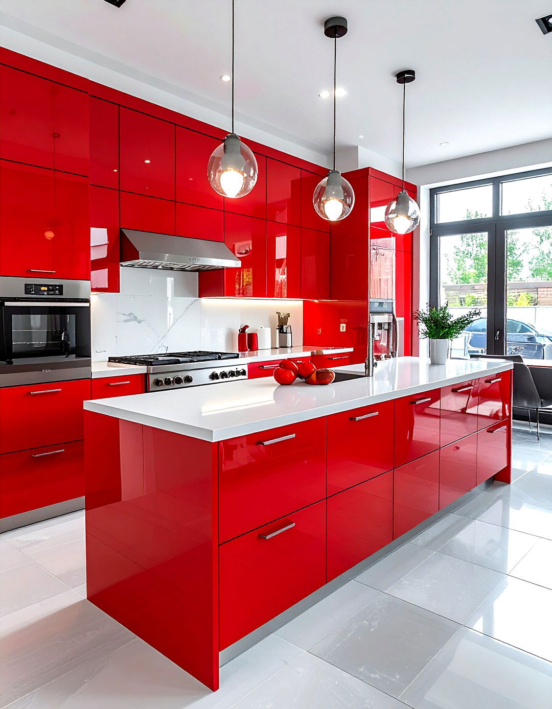 Bright Red Kitchen - 30 bold color decor ideas