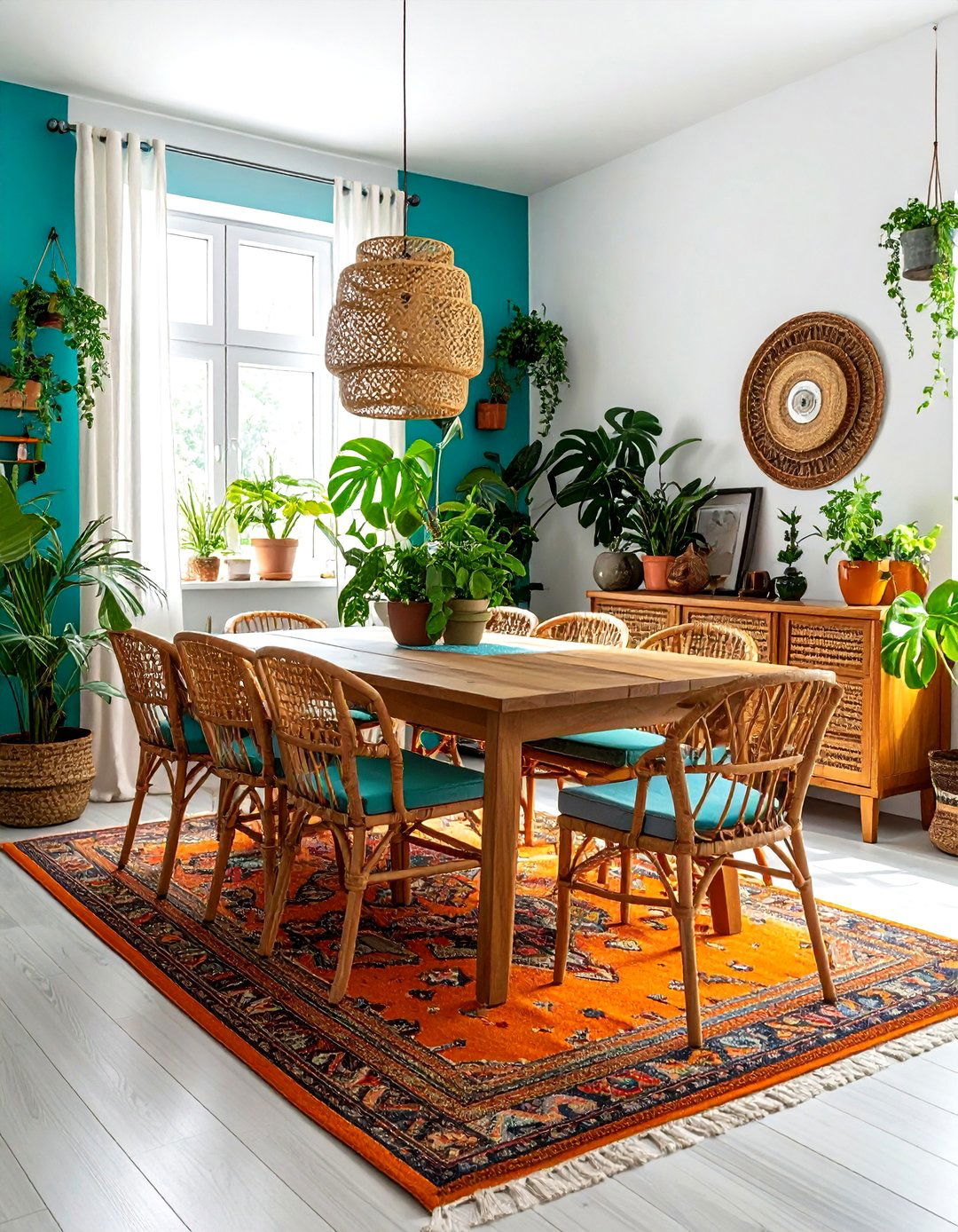 Bright boho dining room - 30 colorful dining room ideas